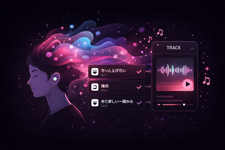気分に合う一曲をさがすイメージ